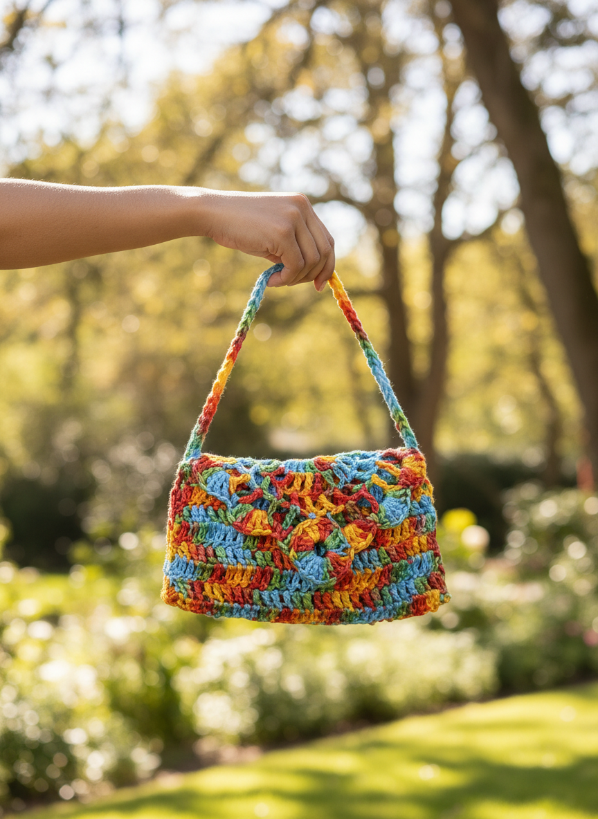 Πλεκτό ψάθινο τσαντάκι