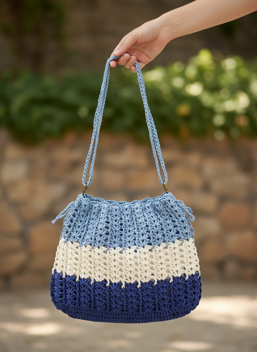 Πλεκτή ψάθινη τσάντα